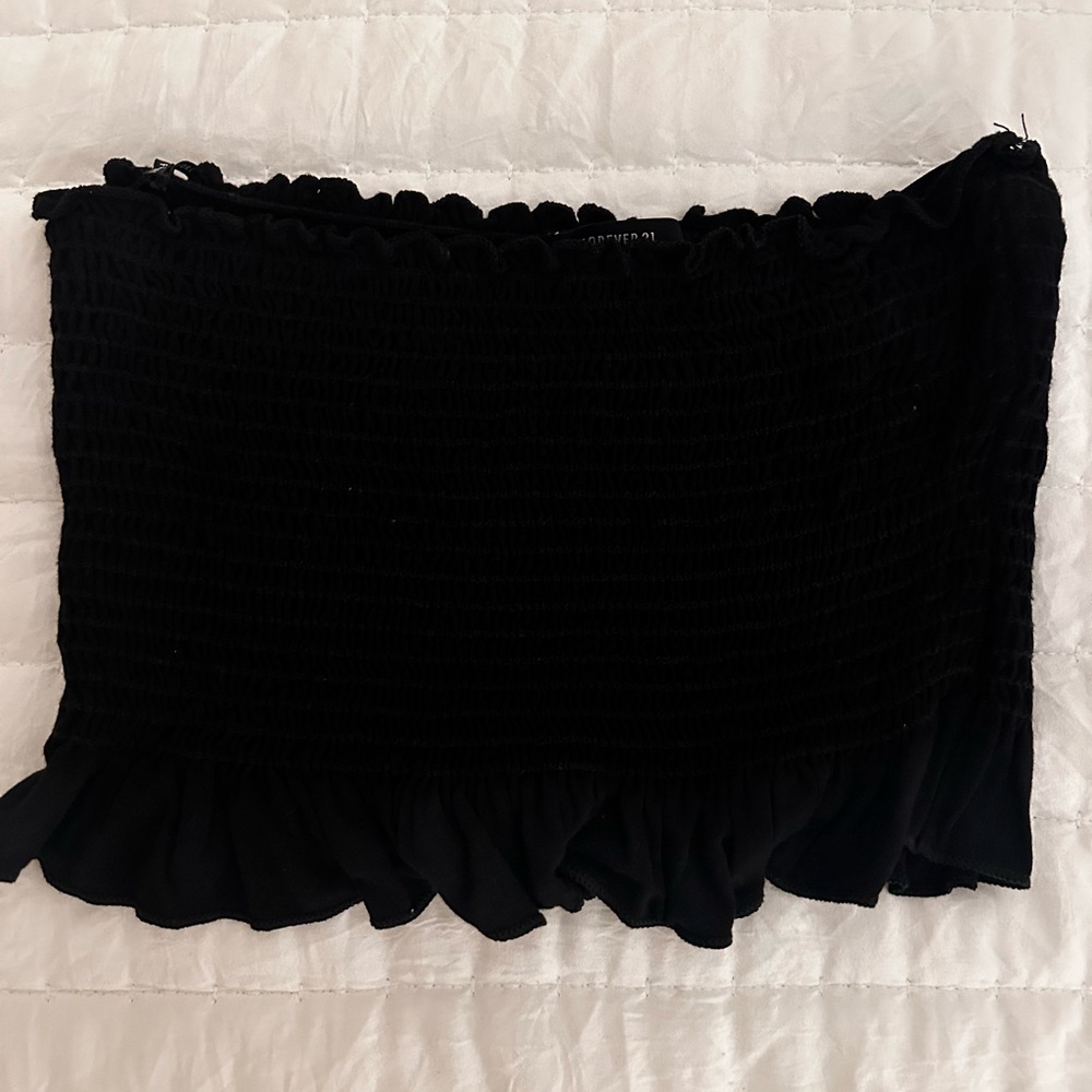 Black Ruffled Tube Top